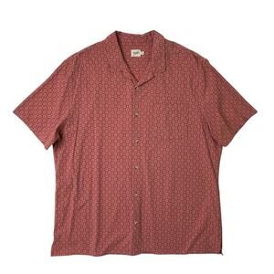 Fair Harbor Shirt Mens 2X Deep Rose Royal Casablanca Printed Camp Cotton Blend